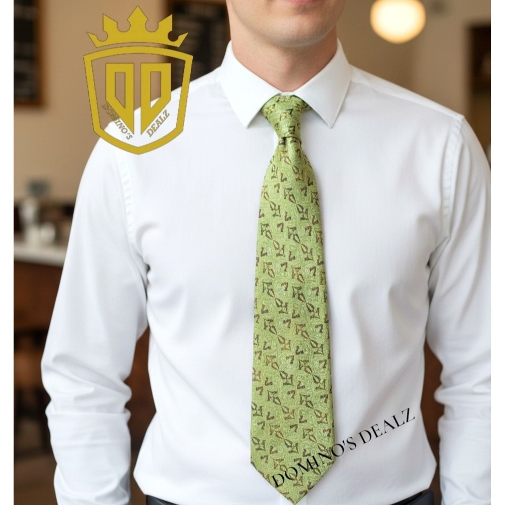 Elite Creations Pure Silk Tie Green‎ Bronze Made in Italy 54.5" x 2.7" Designer